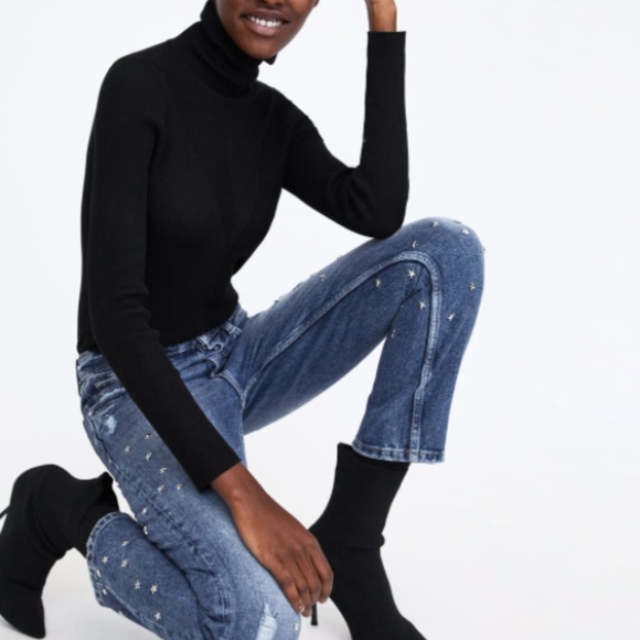 Zara Star Studded Mid Rise Jeans - Picture 5 of 8